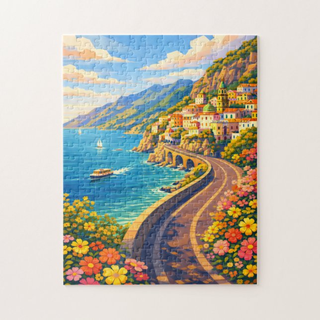 Amalfi Coast Italy Riviera Vintage Travel Puzzle (Vertikal)