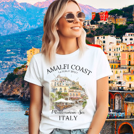 Amalfi Coast Italy – Vintage Watercolor Cliffside Tri-Blend Shirt