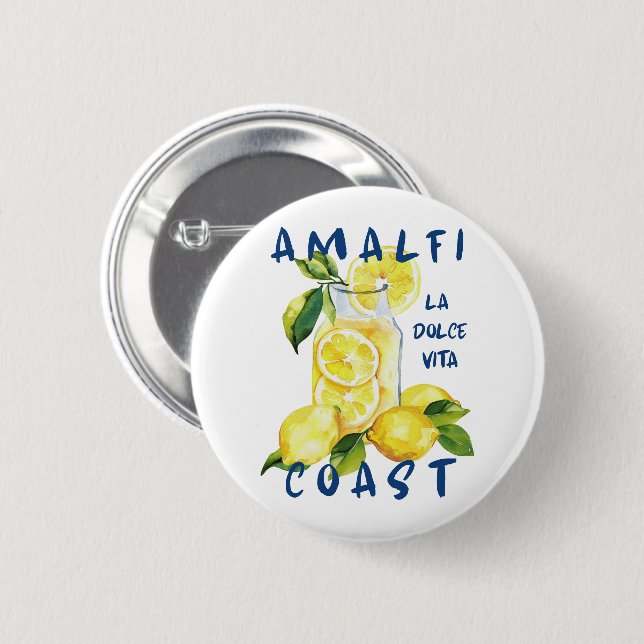Amalfi Coast La Dolce Vita – Italian Limoncello Button (Vorne & Hinten)