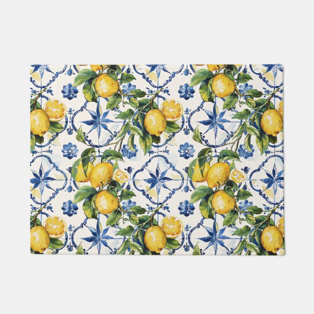 Amalfi Coast Lemon and Tiles Pattern Fußmatte (Vorderseite)