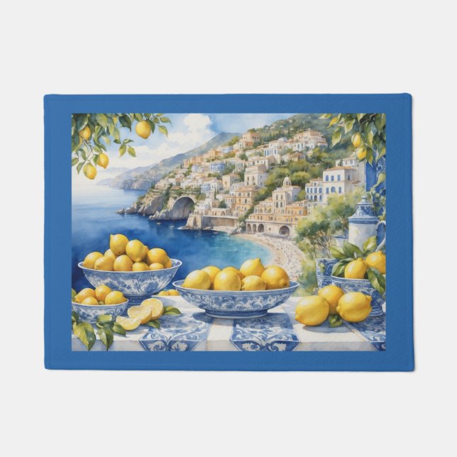 Amalfi Coast Lemon Blue Italien Fußmatte (Vorderseite)
