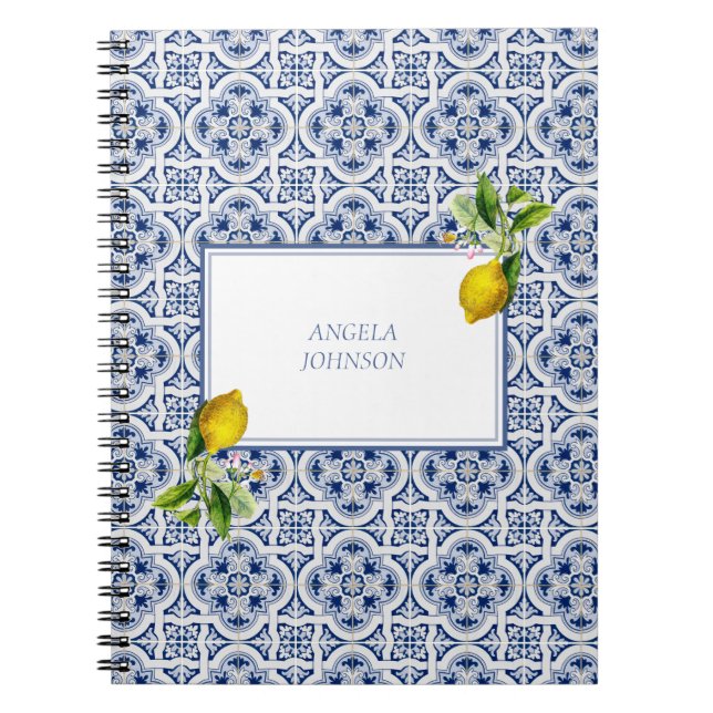 Amalfi Coast Lemon Blue Tiles Italien Notizblock (Vorderseite)
