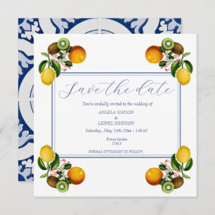 Amalfi Coast Lemon Tiles Italien Personalisiert Save The Date