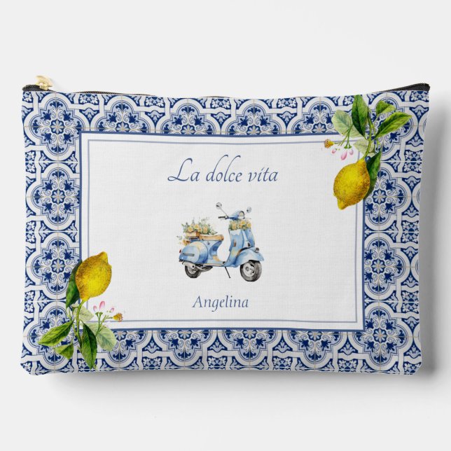 Amalfi Coast Lemon Tiles Italien Personalisiert Zubehörtasche (Vorderseite)