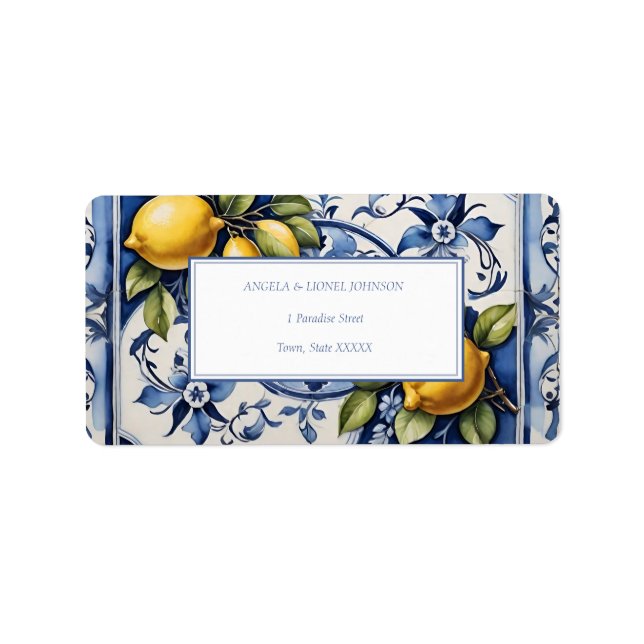 Amalfi Coast Lemon Tiles Italien Personalisierte N Adressaufkleber (Vorne)