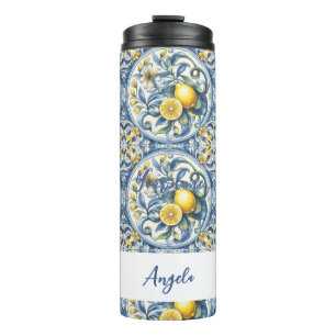 Amalfi Coast Lemon Tiles Italien Thermosbecher