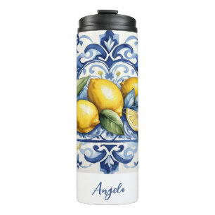 Amalfi Coast Lemon Tiles Italien Thermosbecher