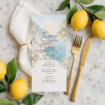 Amalfi Coast Lemon Wedding Menu | Italian Menükarte<br><div class="desc">Create a beautiful and elegant table setting with this Amalfi Coast lemon wedding menu, inspired by the charm of the Italian Mediterranean coastline. This design features a romantic watercolor illustration of a seaside village framed by vibrant lemon trees overlooking the sparkling blue sea. The soft pastel palette and refined typography...</div>