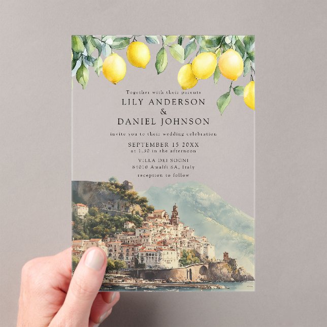 Amalfi Coast Lemons Italian Wedding Acryleinladungen (Insitu (Handheld))
