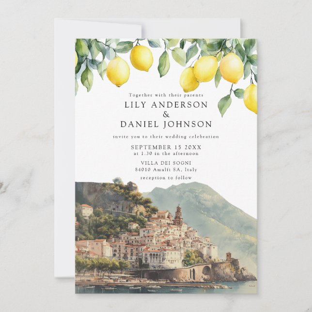 Amalfi Coast Lemons Italy Photo Wedding Einladung (Vorderseite)