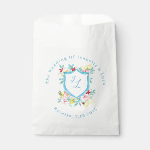 Amalfi Coast Mediterrane Monogram Wappen Hochzeit Geschenktütchen