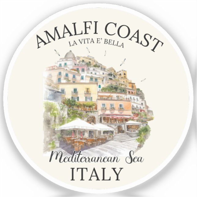 Amalfi Coast Mediterranean View  Aufkleber (Vorderseite)
