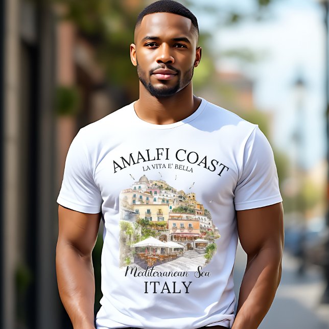 Amalfi Coast Meditteranean Sea Vintage Landscape T-Shirt (Von Creator hochgeladen)