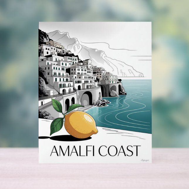 Amalfi Coast Minimalist Line Art Acrylschild (Neutral)
