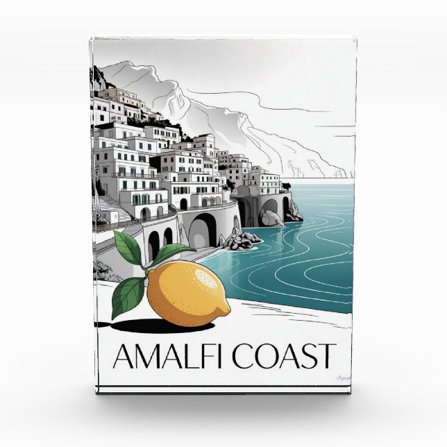 Amalfi Coast Minimalist Line Art Fotoblock (Vorderseite)