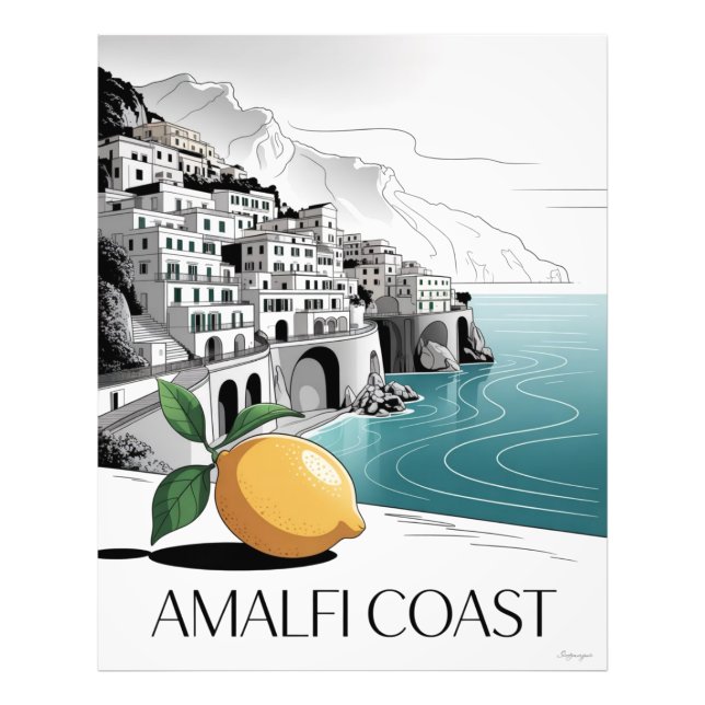 Amalfi Coast Minimalist Line Art Fotodruck (Vorne)