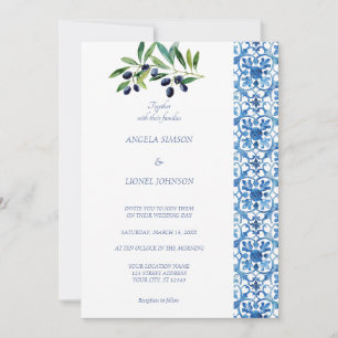 Amalfi Coast Olive Branch Tiles Italien Einladung