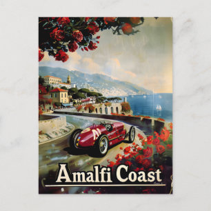 Amalfi Coast Vintag Racing Car Postkarte