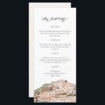 AMALFI COAST Watercolor Wedding Menu Cards Menükarte<br><div class="desc">Dieses Menü bietet eine Aquarellmalerei von The Amalfi Coast gepaart mit einer einfachen Schriftart-Kombination. Dieses Menü ist perfekt für Ihre Reise Thema oder italienische Abenteuer thematische Hochzeit oder Veranstaltung.</div>