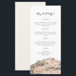AMALFI COAST Watercolor Wedding Menu Cards Menükarte<br><div class="desc">Dieses Menü bietet eine Aquarellmalerei von The Amalfi Coast gepaart mit einer einfachen Schriftart-Kombination. Dieses Menü ist perfekt für Ihre Reise Thema oder italienische Abenteuer thematische Hochzeit oder Veranstaltung.</div>