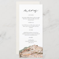 AMALFI COAST Watercolor Wedding Menu Cards
