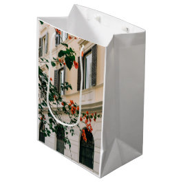 Amalfi Cream Bougainvillea Watercolor-Geschenktasc Mittlere Geschenktüte
