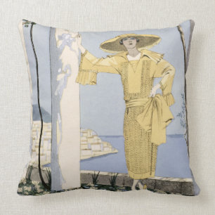 Amalfi, Illustration einer Frau in einem gelben Kissen