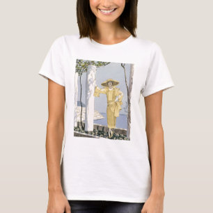 Amalfi, Illustration einer Frau in einem gelben T-Shirt