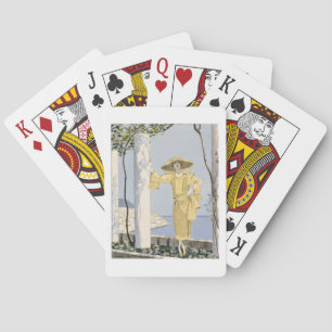 Amalfi, Illustration von a woman in a yellow dress Spielkarten