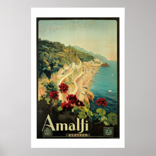 Amalfi Italia Vintage Travel Poster