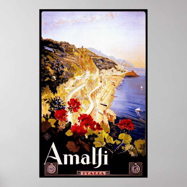 Amalfi ~ Italia ~ Vintages Italienisches Reiseplak Poster (Vorne)