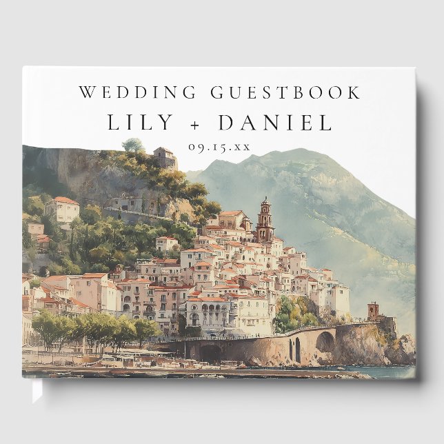 Amalfi Italian Watercolor Wedding Gästebuch (Vorderseite)