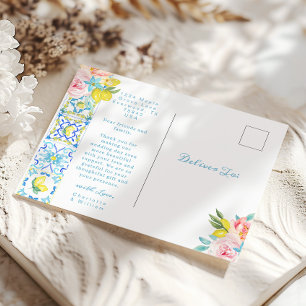 Amalfi Italian Wedding Mediterranea Vielen Dank Postkarte