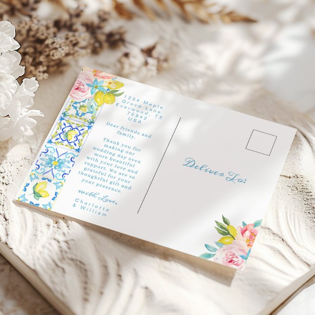 Amalfi Italian Wedding Mediterranea Vielen Dank Postkarte (Von Creator hochgeladen)
