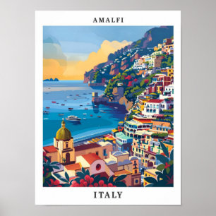 Amalfi Italien Elegante Kunst Vintage Reise Poster