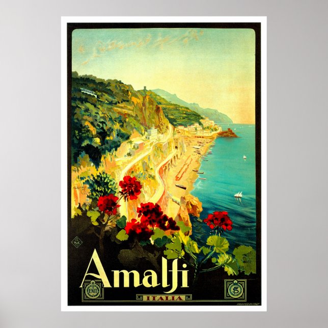 Amalfi Italien Italia VintageReisewerbung Poster (Vorne)