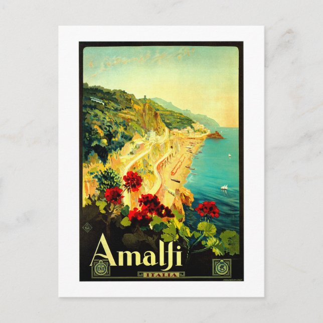 Amalfi Italien Italia VintageReisewerbung Postkarte (Vorderseite)