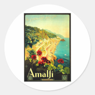 Amalfi Italien Italia VintageReisewerbung Runder Aufkleber