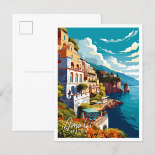 Amalfi Italien Kunst Vintage-Reiseillustration Postkarte