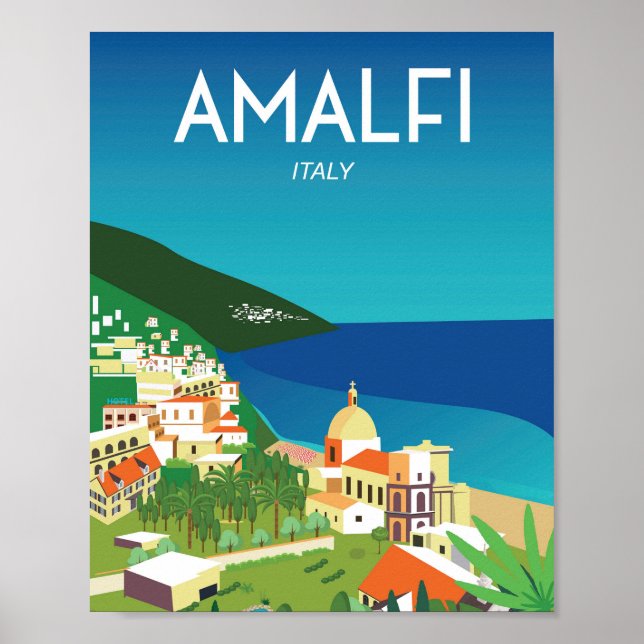 Amalfi Italien Reiseplakat Italienische Stadt Mitt Poster (Vorne)