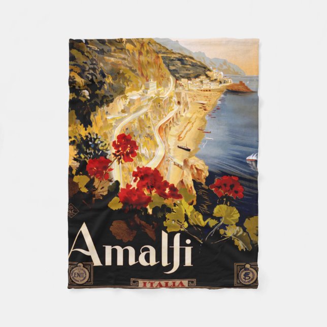 Amalfi Italien Reiseplaner Kunst Grafik Fleecedecke (Vorderseite)