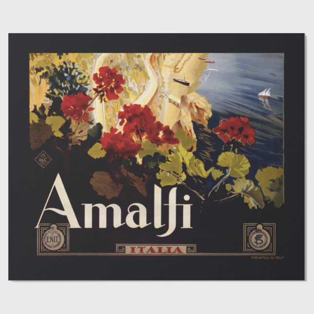 Amalfi Italien Reiseplaner Kunst Grafik Geschenkpapier (Flach)