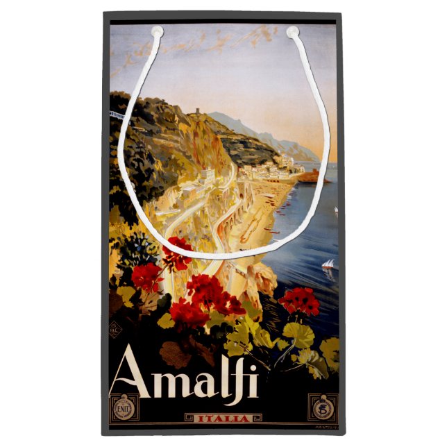 Amalfi Italien Reiseplaner Kunst Grafik Kleine Geschenktüte (Rückseite)