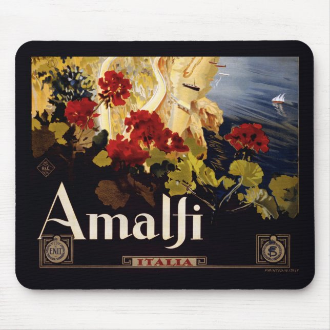 Amalfi Italien Reiseplaner Kunst Grafik Mousepad (Vorne)