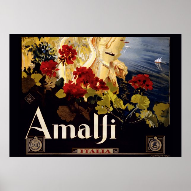 Amalfi Italien Reiseplaner Kunst Grafik Poster (Vorne)