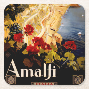 Amalfi Italien Reiseplaner Kunst Grafik Rechteckiger Pappuntersetzer