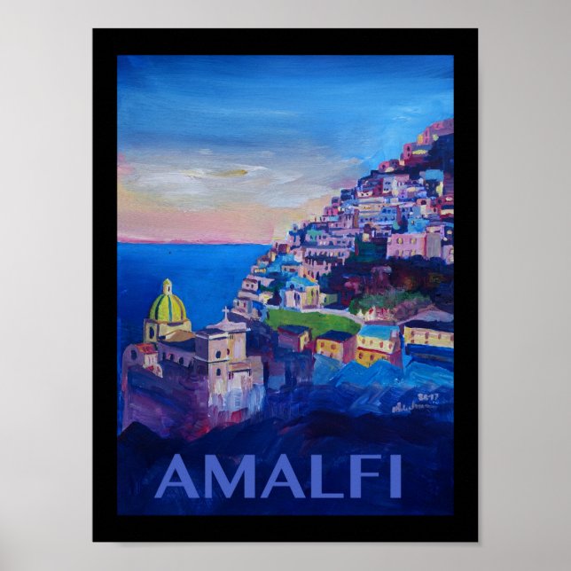 Amalfi Italien Retro-Poster Poster (Vorne)