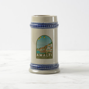 Amalfi Italien Retro Reise Kunst Vintage Bierglas