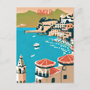 Amalfi Italien Retro Reise Kunst Vintage Postkarte