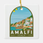 Amalfi Italien Retro Reisen Vintag Keramikornament<br><div class="desc">Amalfi Vektorgrafik Design. Amalfi ist eine Stadt in einer dramatischen Naturlandschaft unter steilen Klippen an der Südwestküste Italiens.</div>